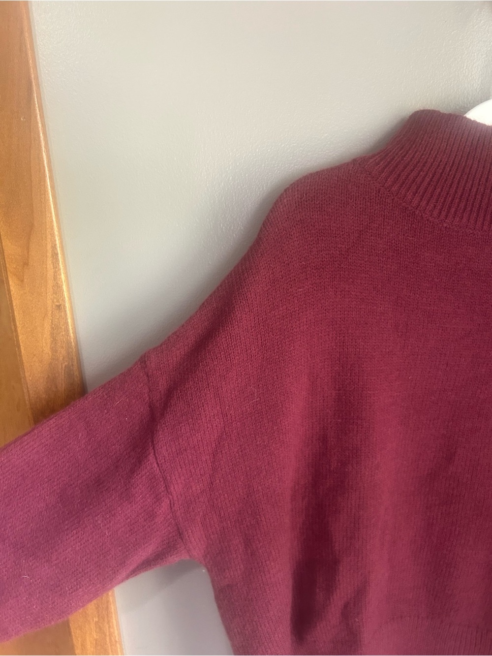 Mustard Seed Oversized Mock Neck High Low Sweater - Burgundy - Picture 8 of 15